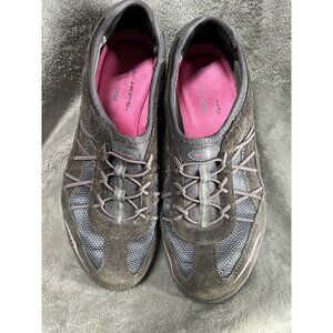 Skechers Women’s 8.5 Bikers Pink Gray Grapevine Walking Shoes Sneaker Mules